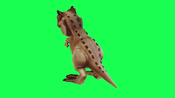 Мультфильм Характер Плотоядных Динозавров Голове Качая Головой Зеленый Экран Хрома — стоковое видео