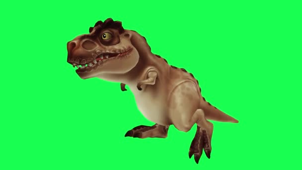 Carnomous Dinosaur Tecknad Karaktär Går Kryddig Grön Skärm Kroma Nyckel — Stockvideo