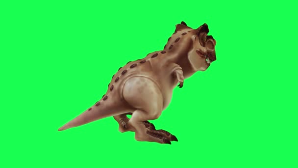Personagem Desenho Animado Dinossauro Está Procura Algo Tela Verde Croma — Vídeo de Stock
