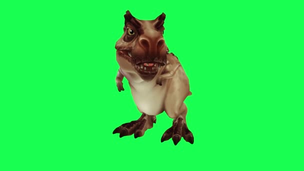 Cartoon Character Tirex Breathing Looking Green Screen Chroma Key Background — Stock Video