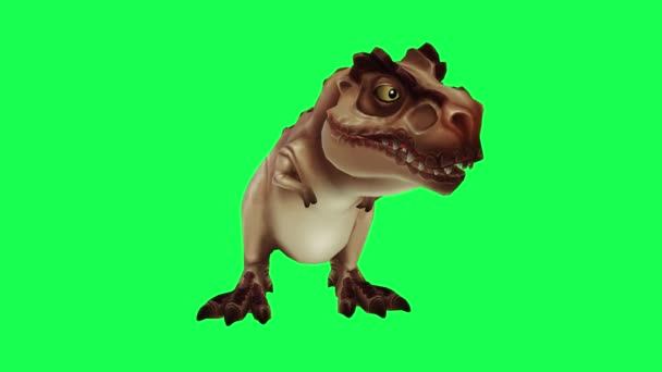 Rajzfilm Karakter Dinoszaurusz Korszak Kőkorszak Keres Valamit Szög Néző Zöld — Stock videók