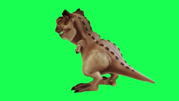 Postać Kreskówki Dinozaur Zielony Oko Śmieszne Oczy Coraz Powrotem Kąty — Wideo stockowe