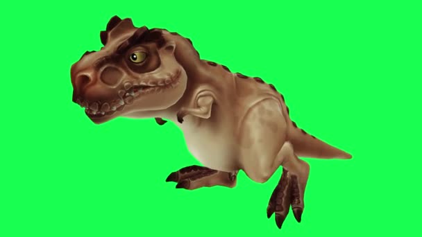 Carvic Dinosaur Brown Personaje Dibujos Animados Caminando Desde Ángulo Axila — Vídeo de stock