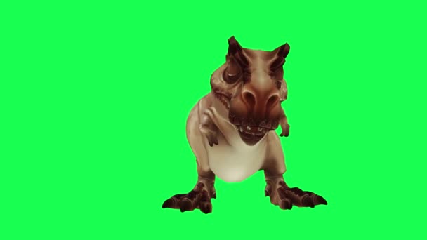 Сонный Динозавр Мультяшный Персонаж Поиске Зеленый Экран Хрома Ключевой Фон — стоковое видео