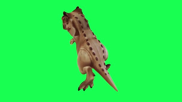 Kreslený Znak Dinosaurus Doba Ledová Chůze Úhlu Zad Zelené Obrazovce — Stock video