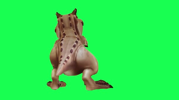Cool Dinosaur Мультфільм Посмішка Посмішка Кута Назад Зеленому Екрані Хромовий — стокове відео