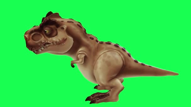Desenhos Animados Dinossauro Personagem Preocupação Olhar Tela Verde Croma Fundo — Vídeo de Stock