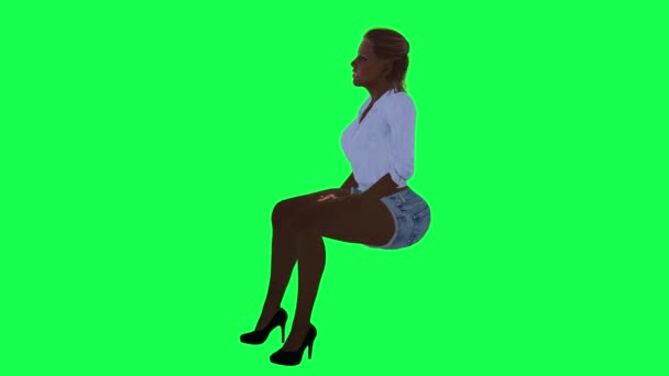 Woman Cheering Green Screen People Render Animation — 图库视频影像