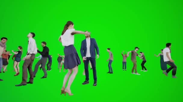 Animación Una Multitud Europeos Felices Bailando Regocijándose Frente Los Edificios — Vídeo de stock