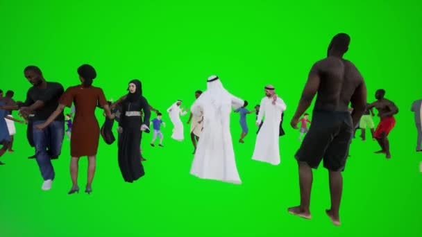 Animatie Van Afrikaanse Arabische Mensen Dansen Plezier Hebben Straten Van — Stockvideo