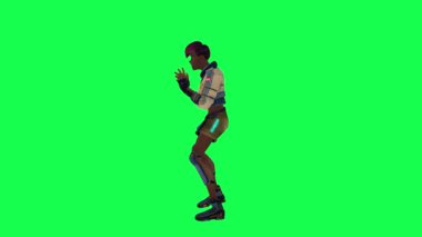 Animated black girl doing chicken dance from left angle on green screen