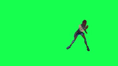 Animated girl doing monkey dance from left angle on green screen