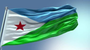 4k render Djibouti Flag video waving in wind. Djibouti Flag Wave Loop waving in wind. Realistic Djibouti Flag background. Djibouti Flag Looping Closeup 1080p Fu