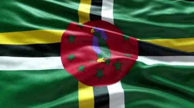 4k render Dominica Flag video waving in wind. Dominica Flag Wave Loop waving in wind. Realistic Dominica Flag background. Dominica Flag Looping Closeup 1080p Fu