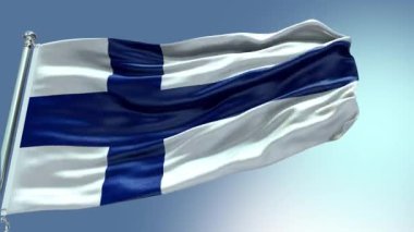 4k render Finland Flag video waving in wind. Finland Flag Wave Loop waving in wind. Realistic Finland Flag background. Finland Flag Looping Closeup 1080p Full H