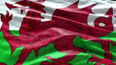 4k render Wales Flag video waving in wind. Wales Flag Wave Loop waving in wind. Realistic Wales Flag background. Wales Flag Looping Closeup 1080p Full HD 1920X1