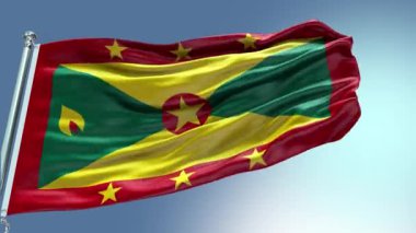 4k render Grenada Flag video waving in wind. Grenada Flag Wave Loop waving in wind. Realistic Grenada Flag background. Grenada Flag Looping Closeup 1080p Full H