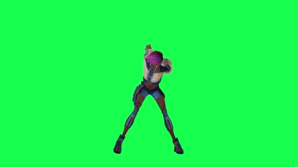 Animated Girl Dancing Cheering Her Favorite Team Angle Green Screen — Stock video