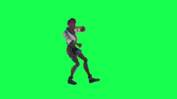 Animated Warrior Girl Slowly Strangling Someone Left Angle Green Screen — Wideo stockowe