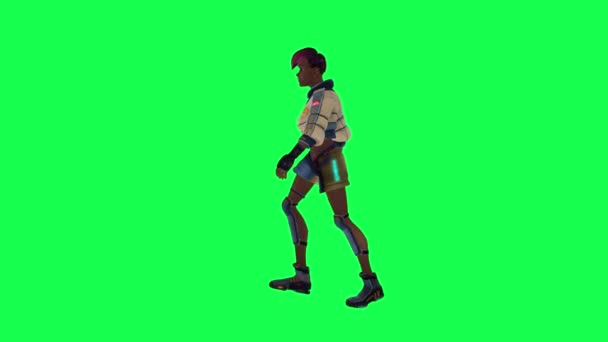 Black Girl Fast Walking Right Angle Green Screen — Stockvideo