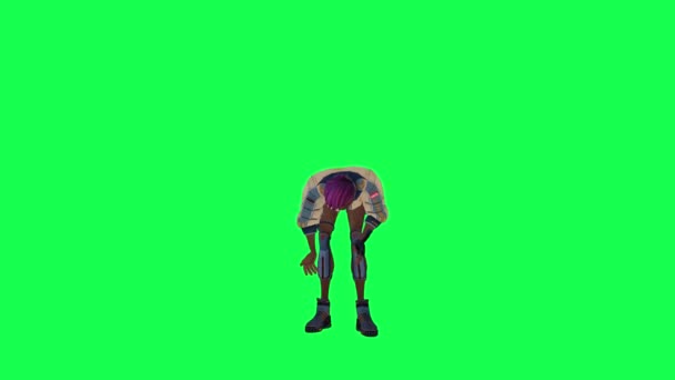 Animated Girl Pulling Weeds Green Screen — Wideo stockowe