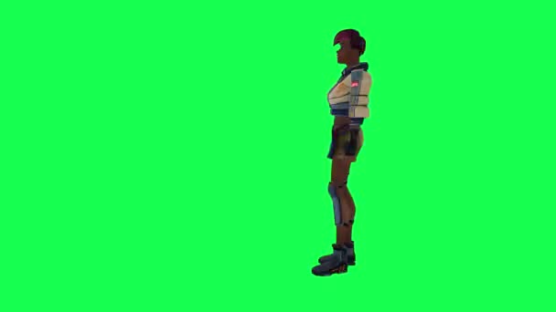 Moment Shooting Animated Girl Green Screen — Wideo stockowe