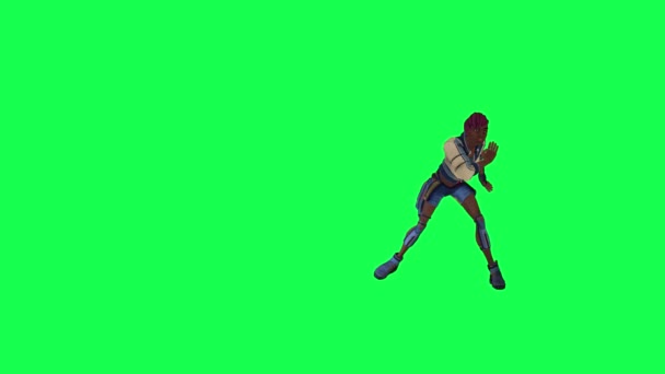 Animated Girl Doing Monkey Dance Left Angle Green Screen — Stok video