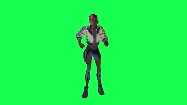 Animated Black Girl Looking Angle Green Screen — ストック動画