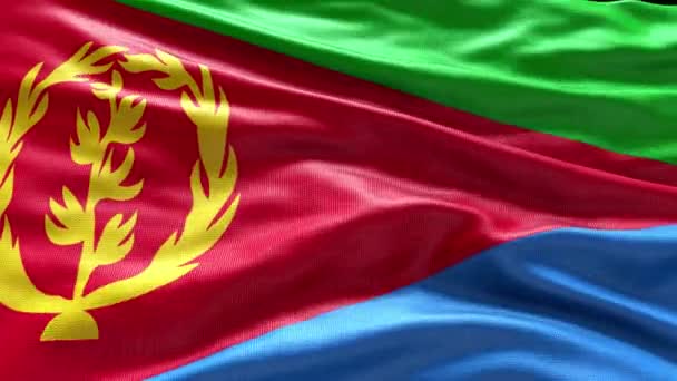 Render Eritrea Flag Video Waving Wind Eritrea Flag Wave Loop — Stock video