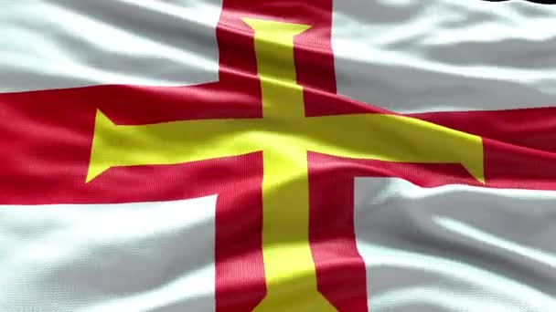 Render Guernsey Flag Video Waving Wind Guernsey Flag Wave Loop — Vídeo de Stock