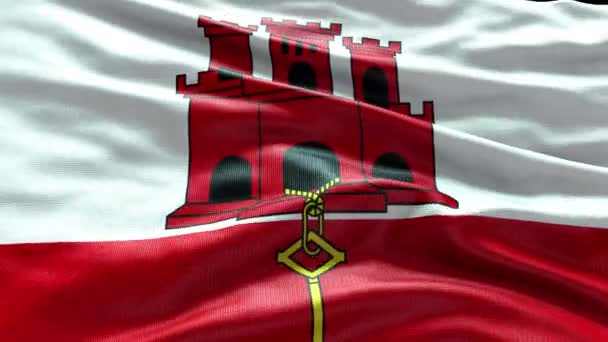 Render Gibraltar Flag Video Waving Wind Gibraltar Flag Wave Loop — Vídeo de Stock