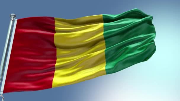 Render Guinea Flag Video Waving Wind Guinea Flag Wave Loop — Stock Video
