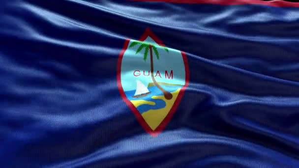 Render Guam Flag Video Waving Wind Guam Flag Wave Loop — Vídeo de stock