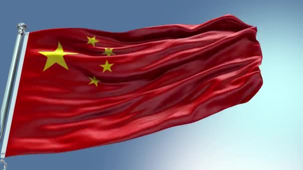 Render China Flag Video Waving Wind China Flag Wave Loop — Stockvideo
