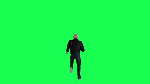 Vysoký Muž Zelené Zástěně Bundou Černými Kalhotami Kašf Tosi Roztrhanými — Stock video