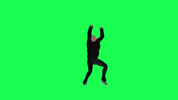 Homem Alto Uma Tela Verde Com Casaco Calças Pretas Kashf — Vídeo de Stock