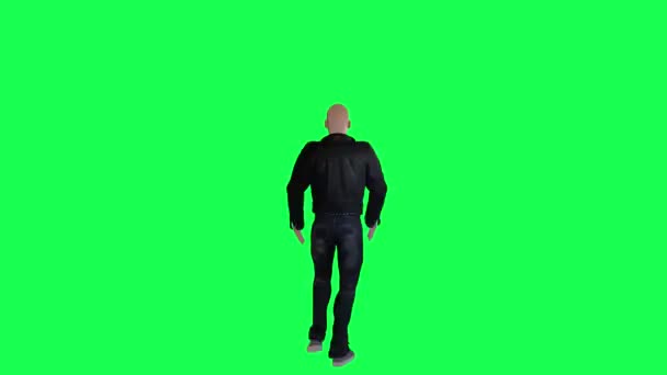 Een Knappe Man Een Groen Scherm Met Een Jas Zwarte — Stockvideo