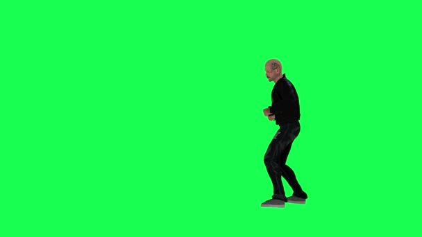 Hombre Alto Una Pantalla Verde Con Una Chaqueta Pantalones Negros — Vídeo de stock