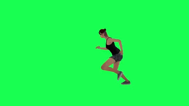 Orta Yapılı Yeşil Ekranlı Siyah Koyu Pembe Saçlı Siyah Gözlü — Stok video