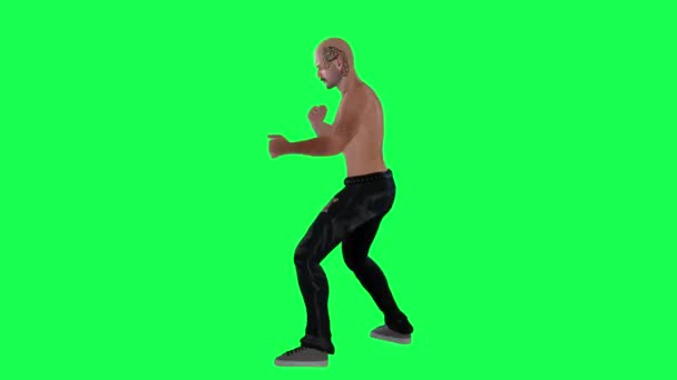 Homem Com Uma Figura Atlética Uma Tela Verde Sem Roupas — Vídeo de Stock