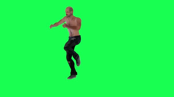 Mężczyzna Wysportowanej Sylwetce Zielonym Ekranie Bez Ubrań Ciała Włosami Rozdartymi — Wideo stockowe