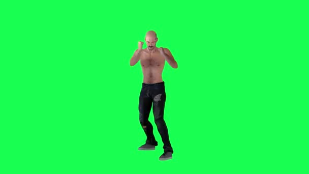 Mężczyzna Sportowym Ciałem Zielonym Ekranie Bez Ubrań Ciała Włosami Rozdartymi — Wideo stockowe