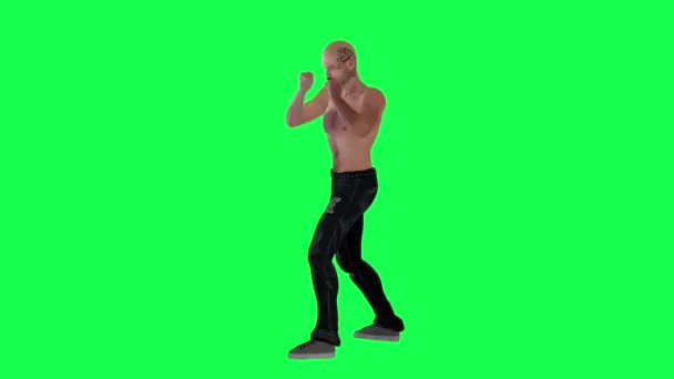 Mann Mit Athletischem Körper Grünem Schirm Ohne Kleidung Und Körper — Stockvideo