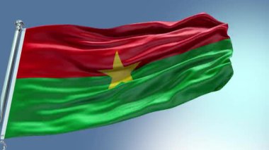 Burkina Faso Flag 'ın rüzgarda dalgalanan videosu. Burkina Faso Bayrak Dalgası Döngüsü rüzgarda sallanıyor. Gerçekçi Burkina Faso Bayrağı geçmişi. Burkina Faso Bayrak Döngüsü