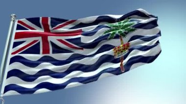 4k, İngiliz Hint Okyanusu Bölgesi Bayrağı rüzgarda sallanıyor. İngiliz Hint Okyanusu Bölgesi Bayrak Dalgası Döngüsü rüzgarda sallanıyor. Gerçekçi İngiliz Hint Okyanusu