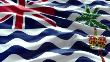 4k, İngiliz Hint Okyanusu Bölgesi Bayrağı rüzgarda sallanıyor. İngiliz Hint Okyanusu Bölgesi Bayrak Dalgası Döngüsü rüzgarda sallanıyor. Gerçekçi İngiliz Hint Okyanusu