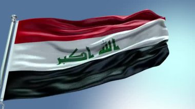 4K Irak Bayrağını rüzgarda dalgalandırıyor. Irak Bayrak Dalgası Döngüsü rüzgarda dalgalanıyor. Gerçekçi Irak Bayrağı geçmişi. Irak Bayrak Döngüsü Kapanışı 1080p Tam HD 1920X1080
