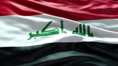 4K Irak Bayrağını rüzgarda dalgalandırıyor. Irak Bayrak Dalgası Döngüsü rüzgarda dalgalanıyor. Gerçekçi Irak Bayrağı geçmişi. Irak Bayrak Döngüsü Kapanışı 1080p Tam HD 1920X1080