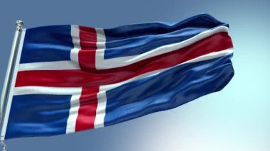 İzlanda Bayrağı rüzgarda dalgalanırken görüntülendi. İzlanda Bayrak Dalgası Döngüsü rüzgarda sallanıyor. Gerçekçi İzlanda Bayrağı geçmişi. İzlanda Bayrak Döngüsü Kapanışı 1080p Tam H