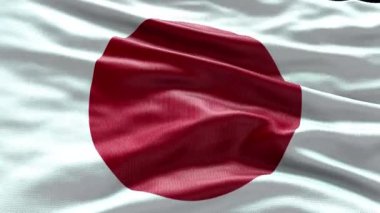 4k rüzgarda dalgalanan Japon Bayrağı görüntüsü. Japonya Bayrak Dalgası Döngüsü rüzgarda dalgalanıyor. Gerçekçi Japon Bayrağı geçmişi. Japonya Bayrak Döngüsü Kapanışı 1080p Tam HD 1920X1